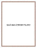 Quyết định số 980/QĐ-TTg 2013