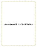 Quyết định số Số: 259/QĐ-UBND 2013