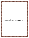 Văn bản chỉ thị 10/CT-UBND 2013