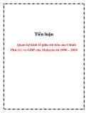 Tiểu luận: Quan hệ kinh tế giữa chi tiêu của Chính Phủ (G) và GDP của Malaysia từ 1990 – 2010