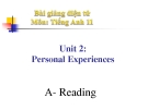 Bài giảng Tiếng Anh 11 Unit 2: Personal experiences