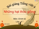 Bài giảng Chính tả: Nghe, viết: Những hạt thóc giống - Tiếng việt 4 - GV.N.Hoài Thanh