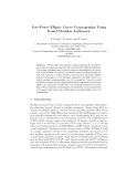Low-Power Elliptic Curve Cryptography Using Scaled Modular Arithmetic