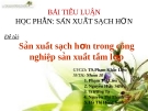 Bài tiểu luận Sản xuất sạch hơn trong công nghiệp sản xuất tấm lớp