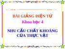 Bài 59: Nhu cầu chất khoáng của thực vật - Bài giảng điện tử Khoa học 4 - T.B.Minh