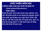 Bài giảng Kinh tế quốc tế (10 chương)