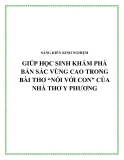 SKKN: Giúp học sinh khám phá bản sắc vùng cao trong bài thơ “Nói với con” của nhà thơ Y Phương