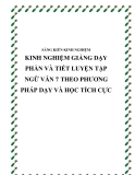 SKKN: Kinh nghiệm giảng dạy phần và tiết luyện tập Ngữ văn 7 theo phương pháp dạy và học tích cực