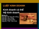 Thuyết trình: Kinh doanh cá thể - Hộ kinh doanh