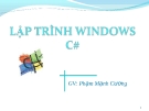 Bài giảng Lập trình Windows C# - GV. Phạm Mạnh Cương