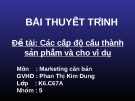 Bài thuyết trình đề tài: Các cấp độ cấu thành sản phẩm và cho ví dụ