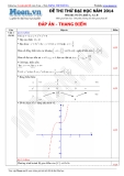 Đáp án đề thi thử đại học môn Toán khối A, A1, B năm 2014
