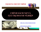 Tiểu luận: Chính sách nợ và giá trị doanh nghiệp