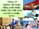 Bài thuyết trình: Nghiên cứu hoạt động xuất nhập khẩu của Việt Nam sau khi gia nhập WTO