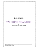 Bài giảng Tài chính nhà nước - ThS. Nguyễn Tấn Minh