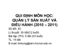 Quy định môn học Quản lý sản xuất và điều hành (2010 - 2011)