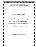 SKKN: Giáo dục năng lực thẩm mỹ qua môn Ngữ Văn cho học sinh trường Trung học Phổ thông Cồn Tiên, tỉnh Quảng Trị