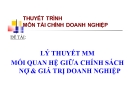 Thuyết trình môn tài chính doanh nghiệp: Lý thuyết MM mối quan hệ giữa chính sách nợ & giá trị doanh nghiệp