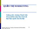 Bài giảng Quản trị marketing: Bài 1 - GV. Hoàng Thanh Vân