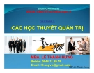 Bài giảng Quản trị học: Chuyên đề 2 - MBA Lê Thành Hưng