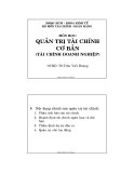 Bài giảng Quản trị tài chính cơ bản - TS. Trần Viết Hoàng