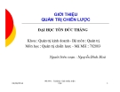 Bài giảng Quản trị chiến lược: Giới thiệu môn học - Nguyễn Đình Hòa