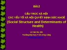 Bài giảng Xã hội học sức khỏe : Bài 2 - Lê Hải Hà, MA