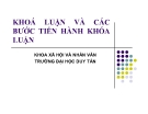 Bài giảng Khóa luận và các bước tiến hành khóa luận - ĐH Duy Tân