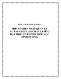 SKKN: Một số biện pháp quản lý nhằm nâng cao chất lượng dạy học ở trường Tiểu học Bình Dương