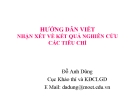 Bài giảng Hướng dẫn viết nhận xét về kết quả nghiên cứu các tiêu chí - Đỗ Anh Dũng