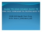 Thuyết trình Quản trị kinh doanh quốc tế: Hình thức thâm nhập thị trường quốc tế