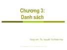 Bài giảng Cấu trúc dữ liệu và giải thuật: Chương 3 - ThS. Nguyễn Thị Khiêm Hòa (ĐH Ngân hàng TP.HCM)