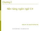 Bài giảng Cơ sở lập trình máy tính: Chương 2 - ThS. Nguyễn Thị Khiêm Hòa