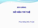 Bài giảng Luật Thương mại quốc tế: Sở hữu trí tuệ - Phan Đặng Hiếu Thuận