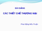 Bài giảng Luật Thương mại quốc tế: Các thiết chế thương mại - Phan Đặng Hiếu Thuận