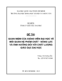 Tiểu luận: Quan niệm của giảng viên đại học về mối quan hệ phẩm chất - năng lực và ảnh hưởng đối với chất lượng giáo dục đại học