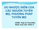 Tiểu luận hành vi tổ chức: Ưu nhược điểm của các nguồn tuyển mộ, phương pháp tuyển mộ