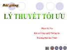 Bài giảng Lý thuyết tối ưu - Phan Lê Na