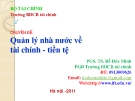 Bài giảng Chuyên đề quản lý nhà nước về tài chính - tiền tệ - PGS.TS. Đỗ Đức Minh