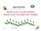 Bài giảng Pháp luật và hệ thống pháp luật xã hội chủ nghĩa - Vũ Quang Hưng