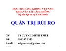 Bài giảng Quản trị rủi ro: Chương 1 - TS. Huỳnh Minh Triết