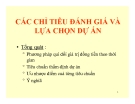 Bài giảng Các chỉ tiêu đánh giá và lựa chọn dự án