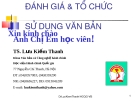 Bài giảng Đánh giá và tổ chức sử dụng văn bản: Bài 1 - TS. Lưu Kiếm Thanh