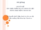 Bài giảng Chuyên đề: Thu thập, thẩm tra xác minh tài liệu trong hoạt động thanh tra - TS. Nguyễn Quốc Hiệp