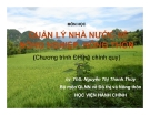 Bài giảng Quản lý nhà nước về nông nghiệp, nông thôn: Chương I - ThS. Nguyễn Thị Thanh Thủy