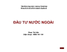 Bài giảng Đầu tư nước ngoài: Chương 1 - Phan Thị Vân