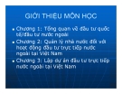 Bài giảng Giới thiệu môn học Đầu tư quốc tế