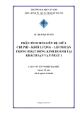 Luận văn kế toán: Phân tích mối liên hệ giữa chi phí – khối lượng – lợi nhuận trong hoạt động kinh doanh tại khách sạn Vạn Phát 1