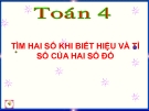 Bài giảng Toán 4 chương 5 bài 1: Tìm 2 số khi biết hiệu và tỉ của 2 số đó