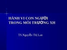 Bài giảng Hành vi con người trong môi trường xã hội: Bài 1 - TS. Nguyễn Thị Lan